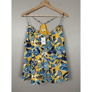 J. Crew Tropical Floral Tank Top Scalloped Blue Yellow Resort Cami Women's‎ 14